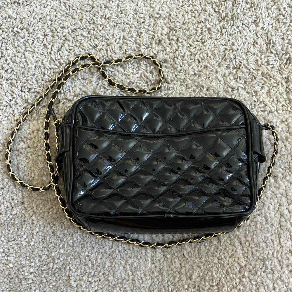 Quilted patent leather bag